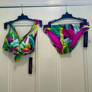 La Blanca tropical push up cross back bikini size 8